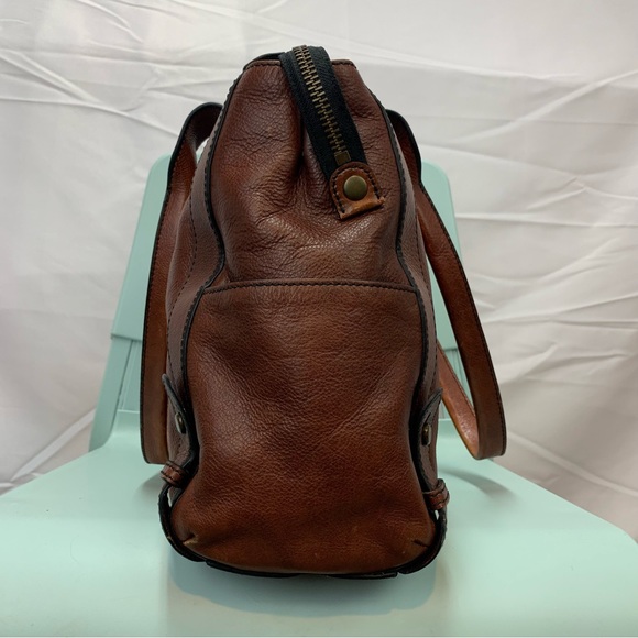 Fossil Brown Leather Large XL Weekender Laptop Briefcase Maddox Satchel Bag - Picture 4 of 13